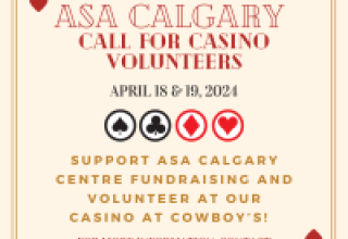 an ace card with ASA Calgary Casino Volunteer Call